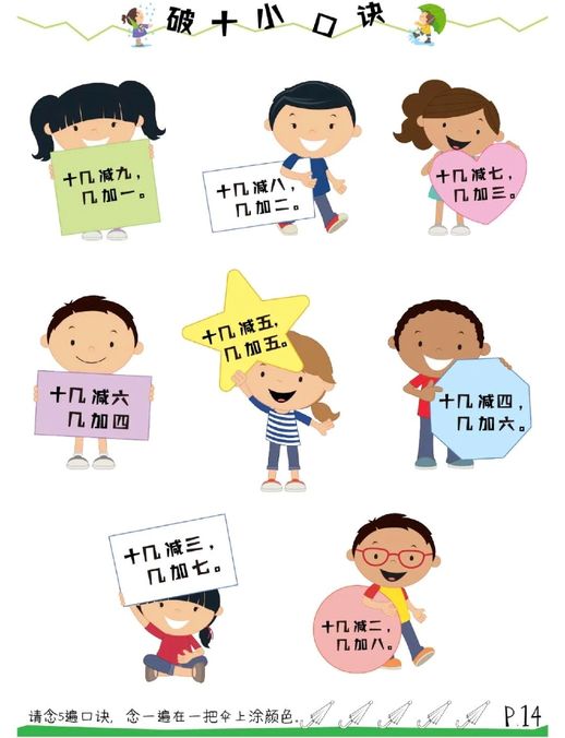 20以内进位加法顺口溜(小学一年级数学口诀顺口溜)